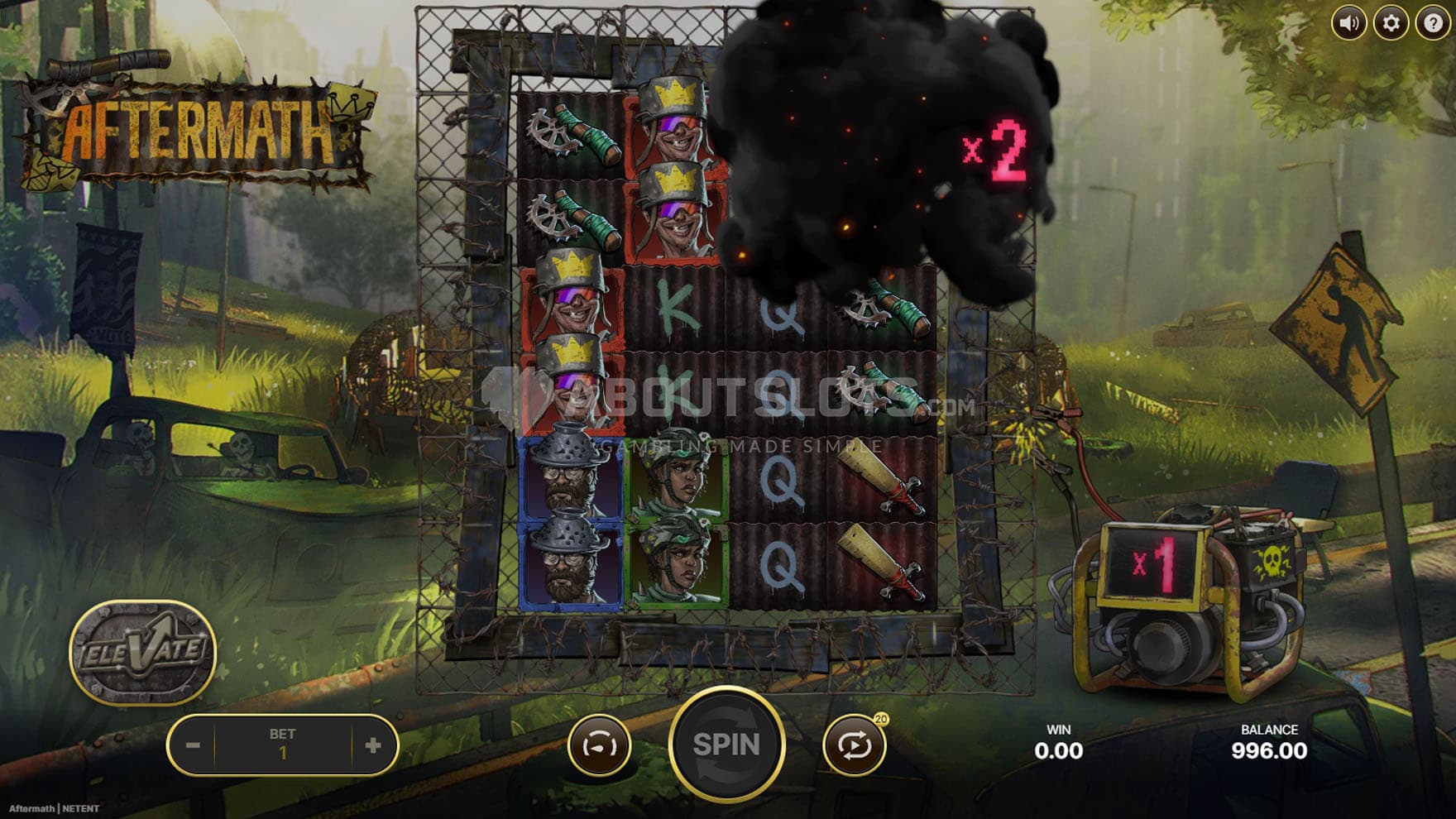 Screenshot of the Bomb feature triggered in the base game.