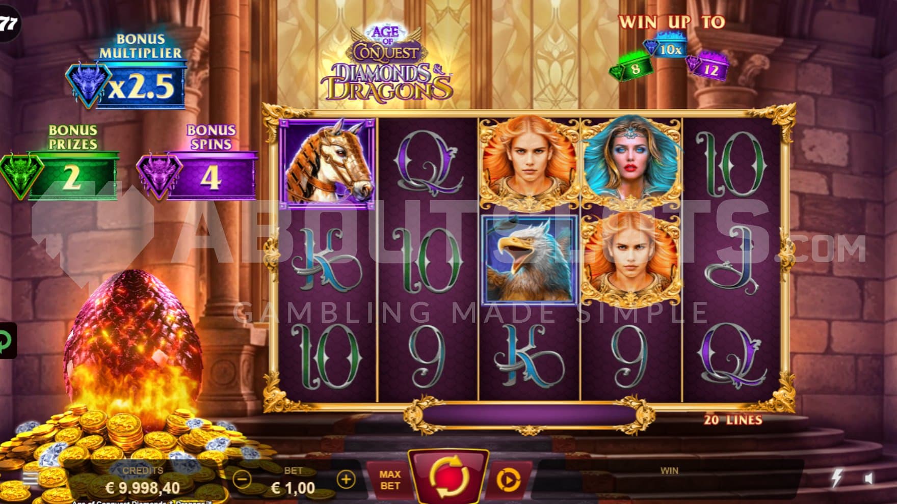 A casino slot with five reels.