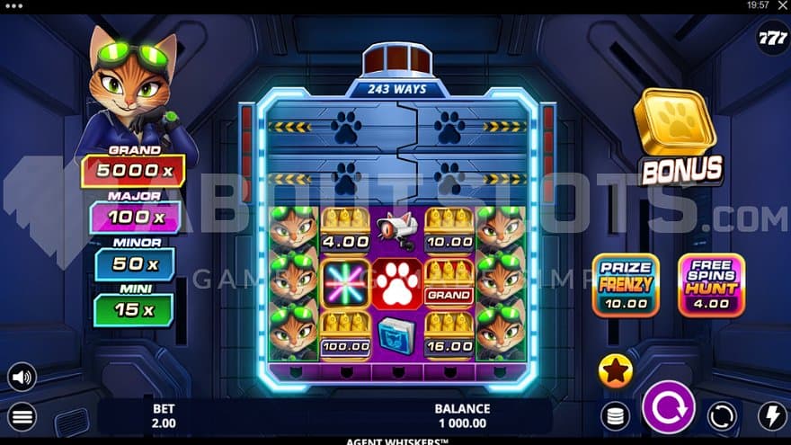 A casino slot with a cat agent.