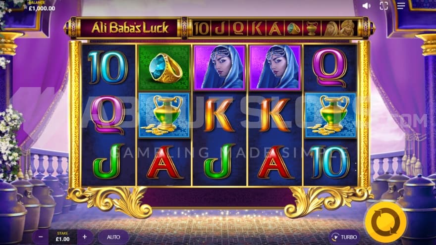 A casino slot with five reels.