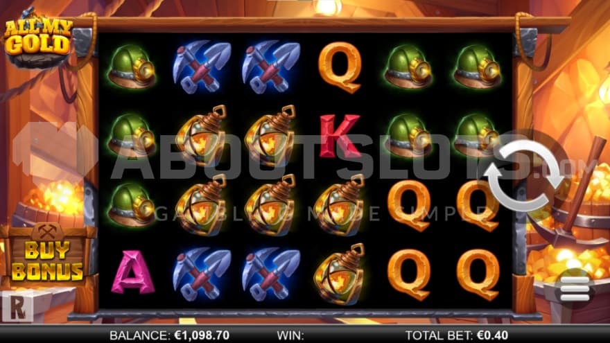 A casino slot with 6 reels and 4 rows.