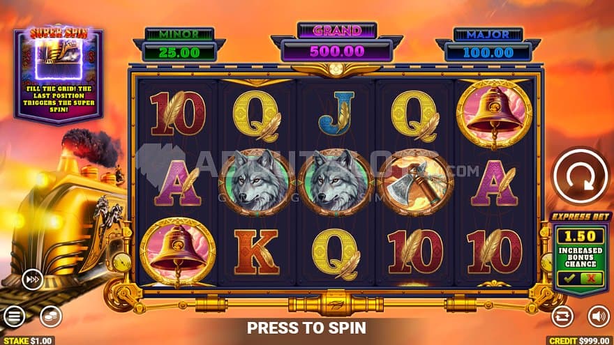 A casino slot with a train theme.