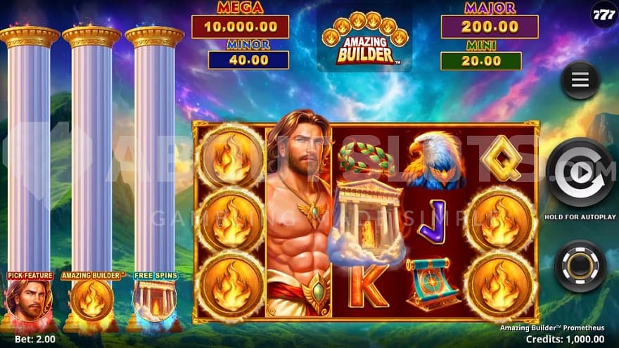 A casino slot with a Greek god theme.