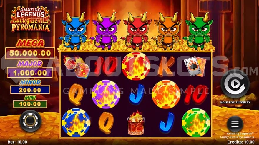 A casino slot with five devils above the reels.