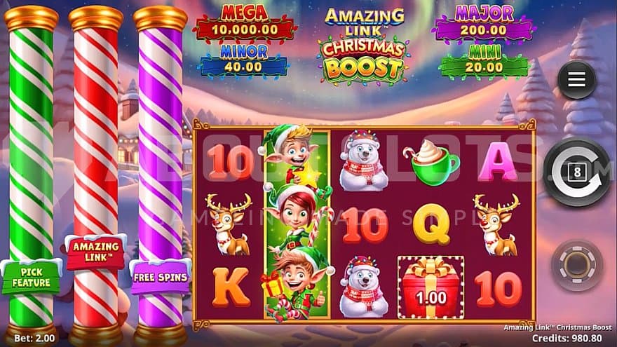 A casino slot with a Christmas theme.