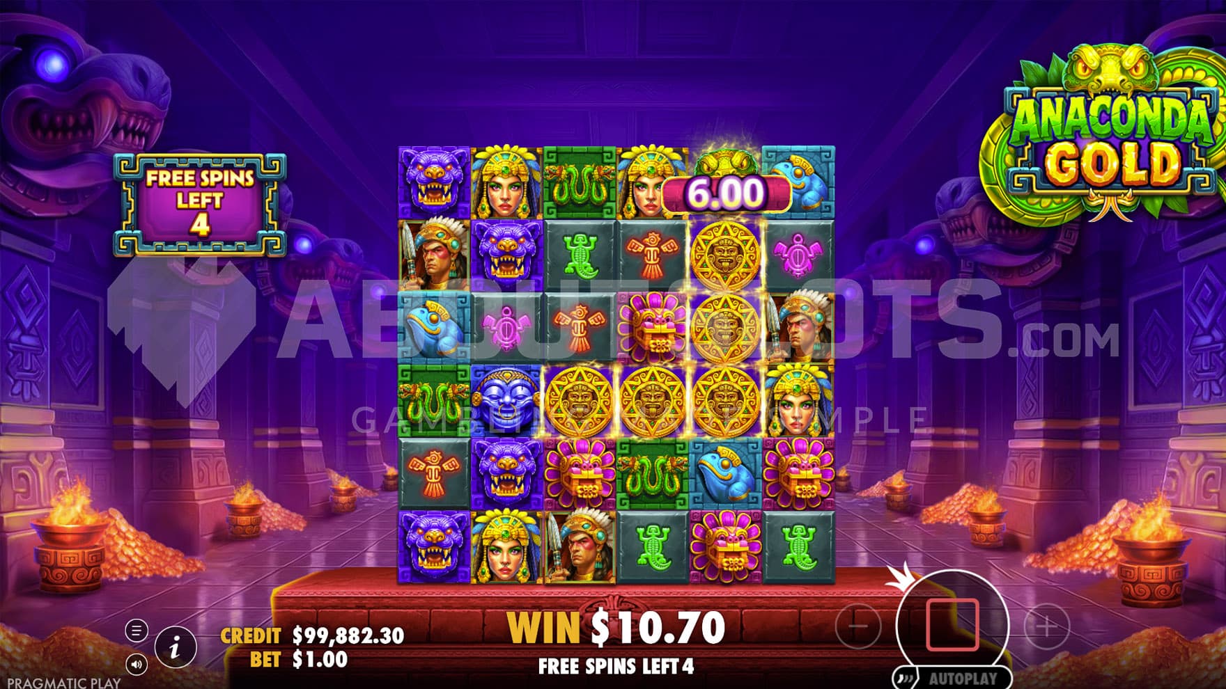 Free Spins bonus in progress, with the Cash Collect feature triggered on reel 5.