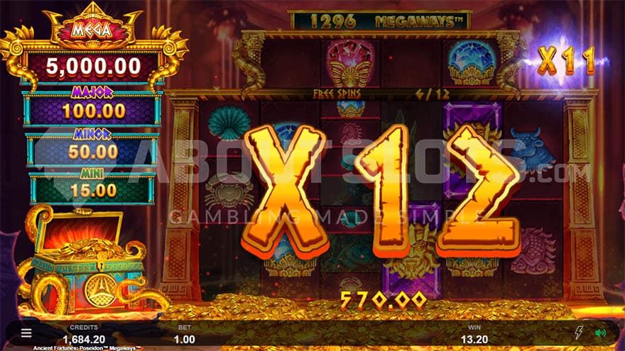 Free Spins bonus with an x12 win multiplier achieved.