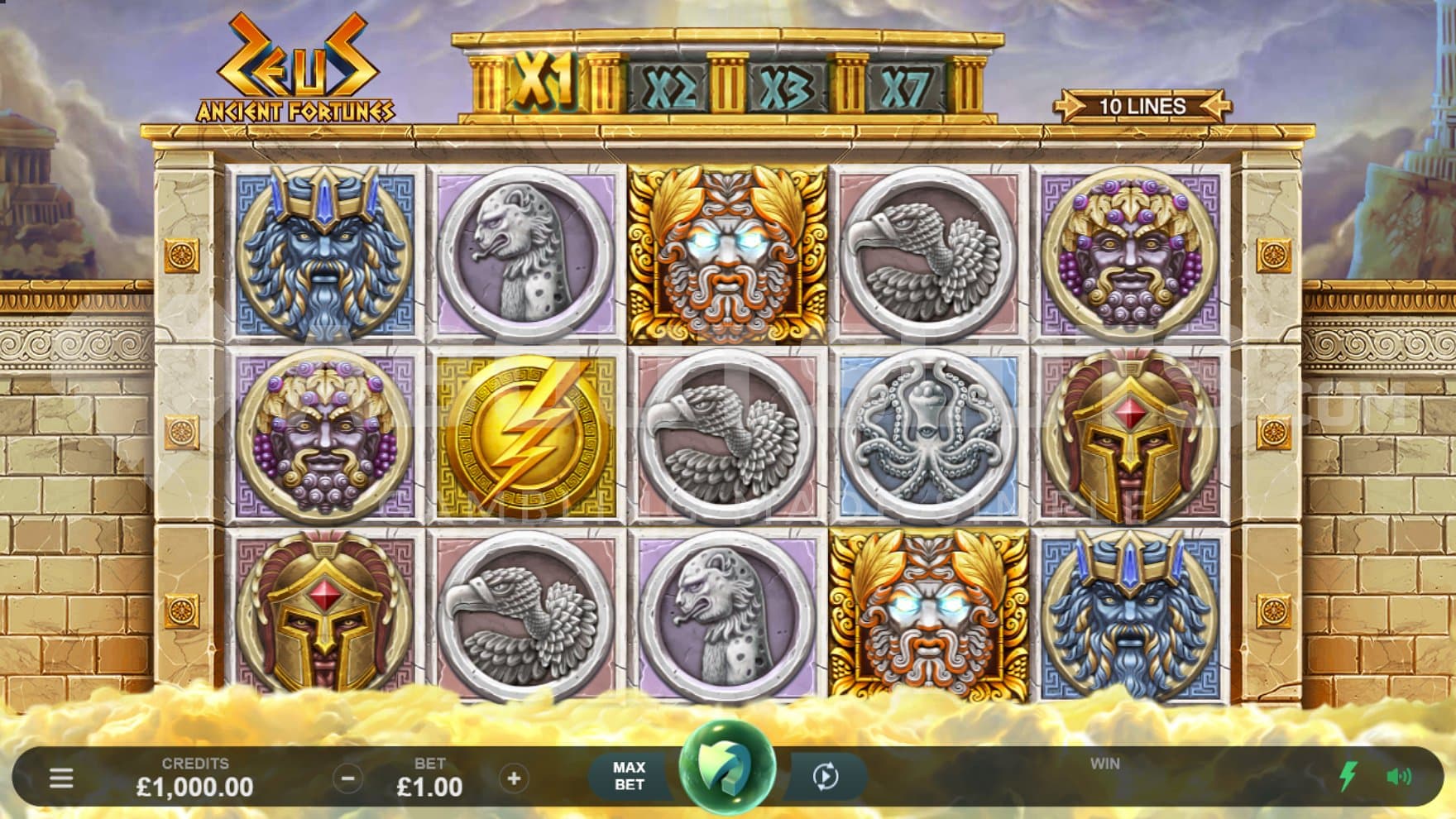 A casino slot with a Greek theme.