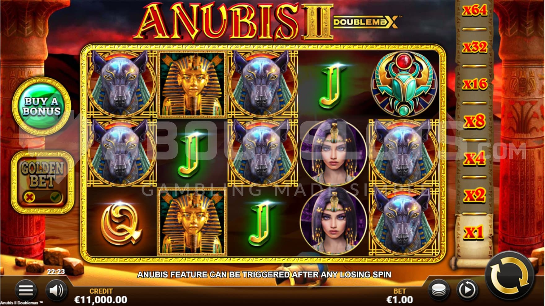 A casino slot with an Egyptian theme.