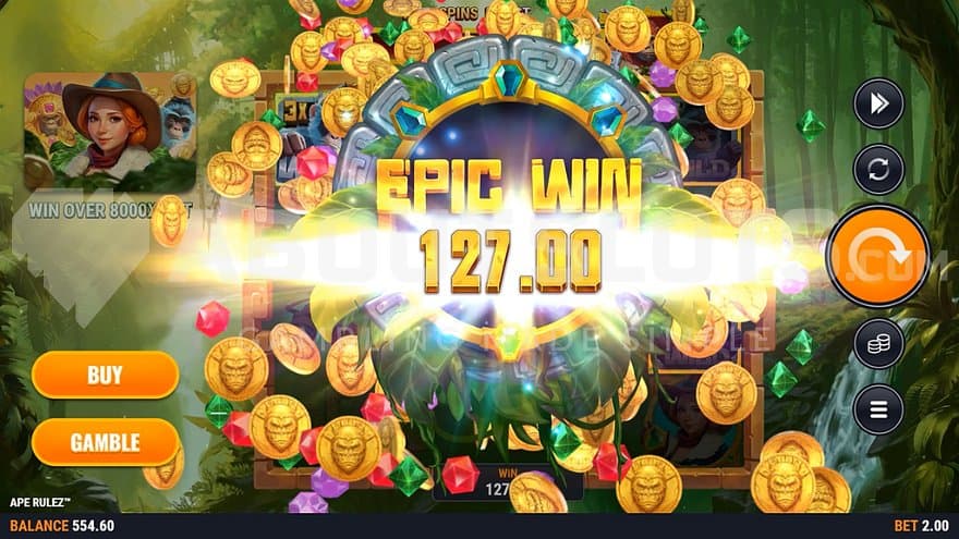 An epic win of 63.5X the bet.