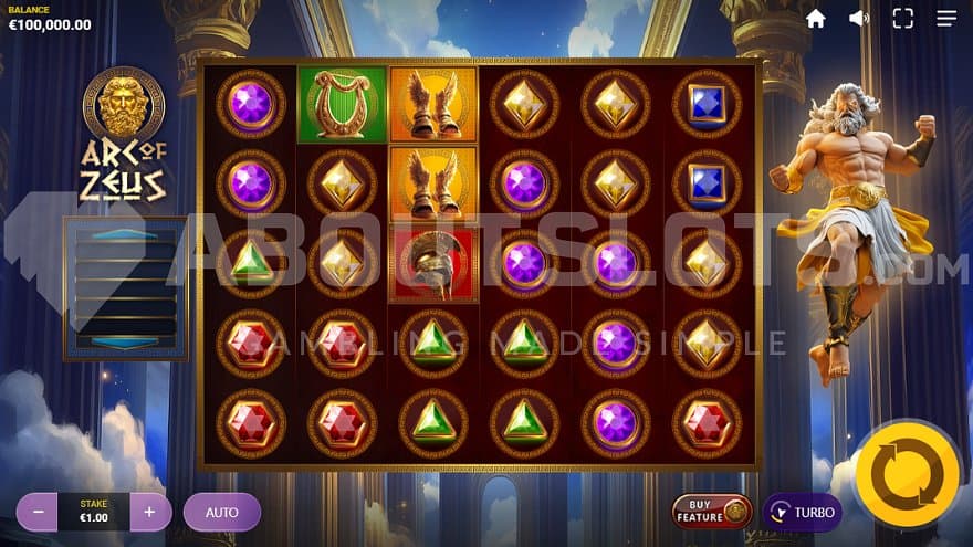 A casino slot with a Greek theme.