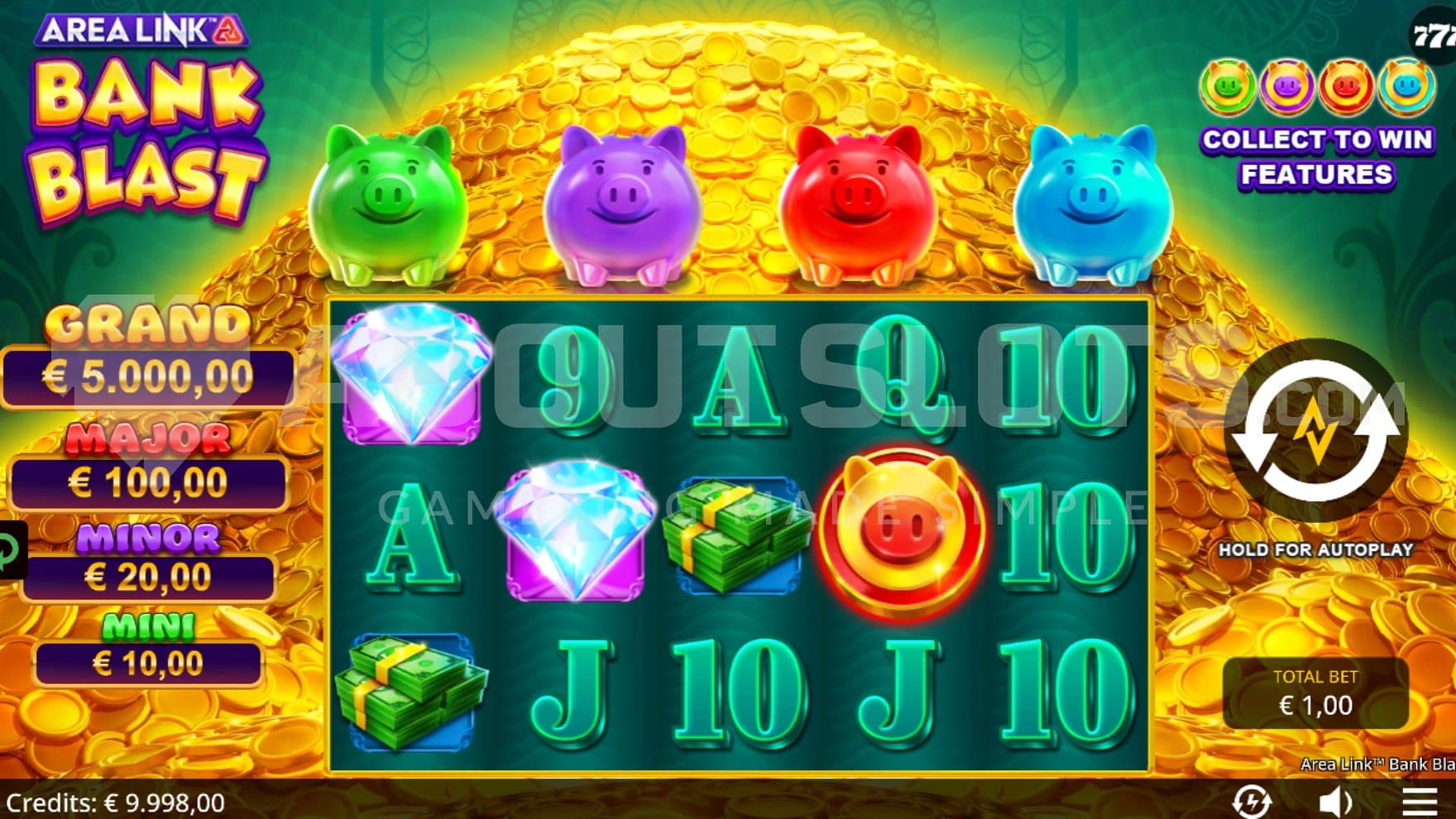 A casino slot with five reels.