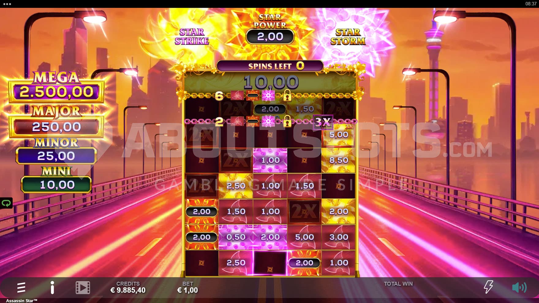 Ultra Link&Win feature in progress, showing multiple cash prizes locked on the grid.