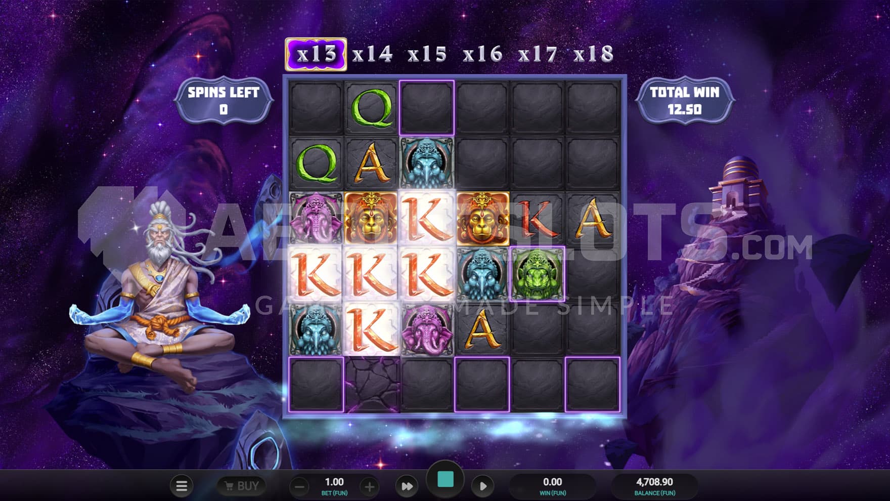 Multiplier Ladder Free Spins in progress, showing the ladder advanced to an x13 multiplier.