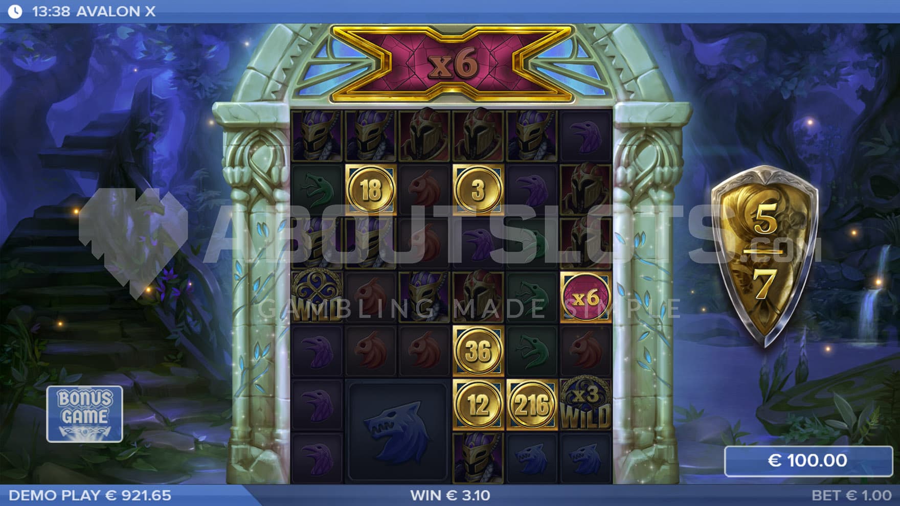 Bonus Game in progress, showing multiple Mystery Boxes revealing prizes that are further multiplied by the Global Multiplier.