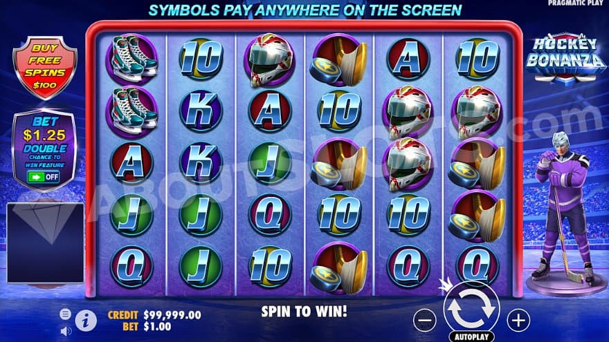 A casino slot grid in a hockey arena.