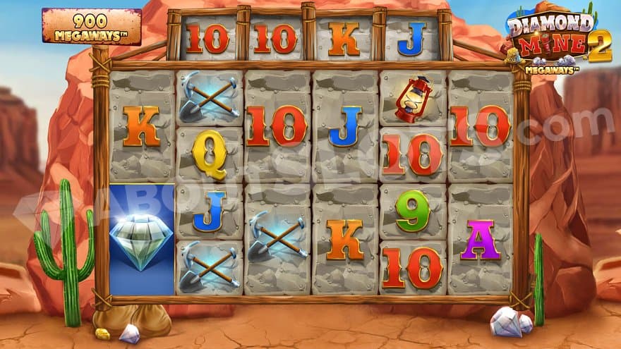 A 6 reel slot outside a mine.