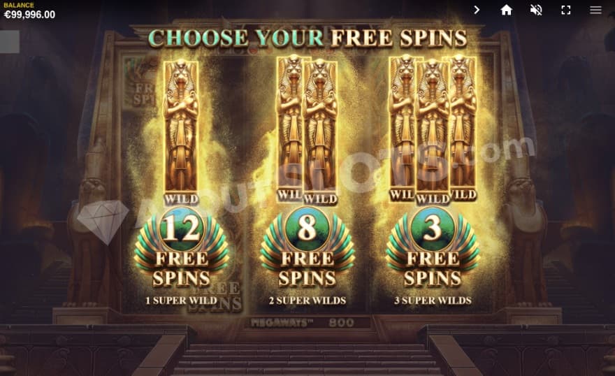 Intro to the bonus game with three options to choose from.