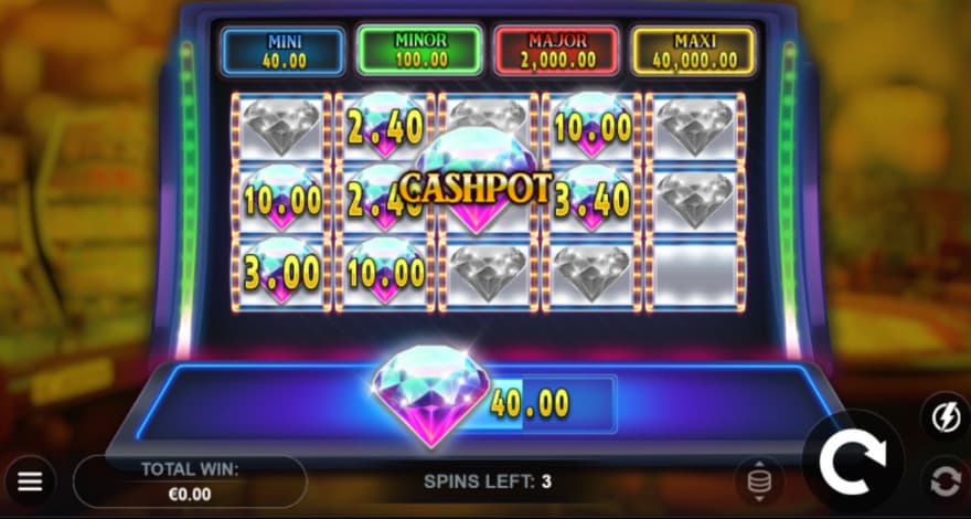 Bonus game with three free spins left.