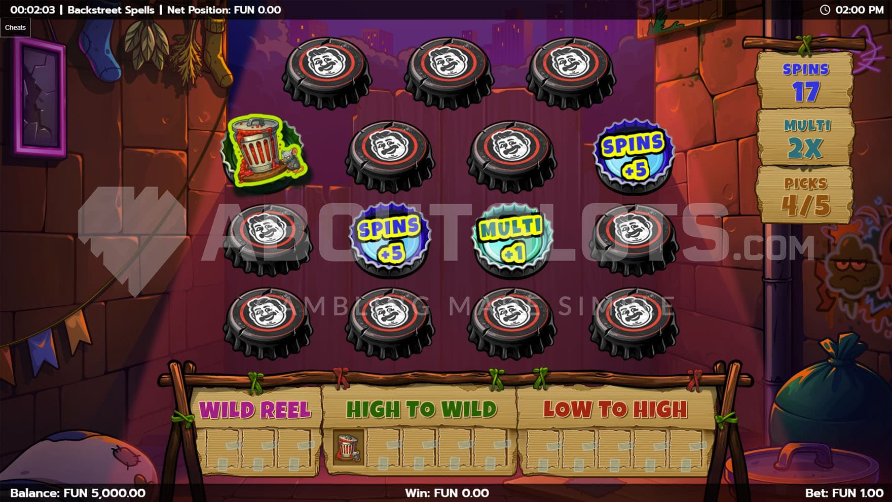 Back-Alley Bonus triggered before Free Spins, allowing players to pick upgrades.