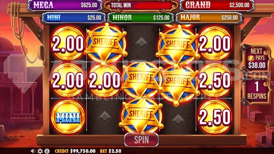 12 of 15 positions filled with symbols in the respin feature.