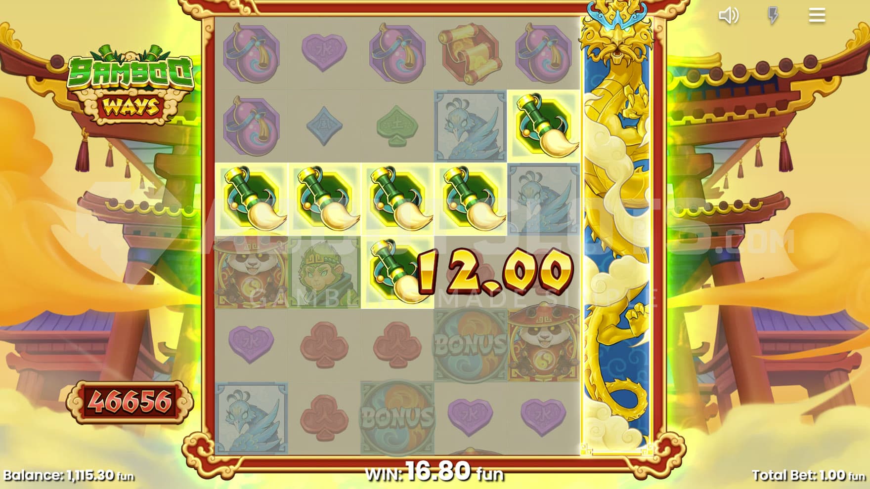 Expanding Wild feature triggered on the 6th reel, showing a fully Expanded Wild across all 6 rows.