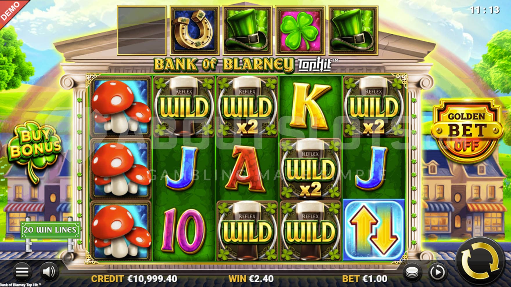 TopHit feature triggered in the base game along with the Nudge symbol.