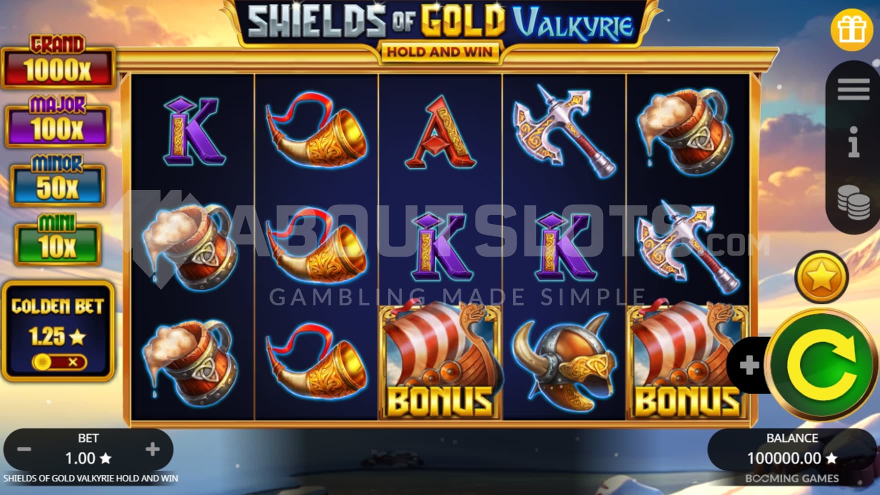 Golden Bet on left side
