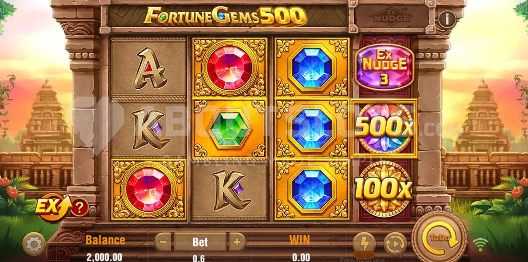 Spin button below the reels