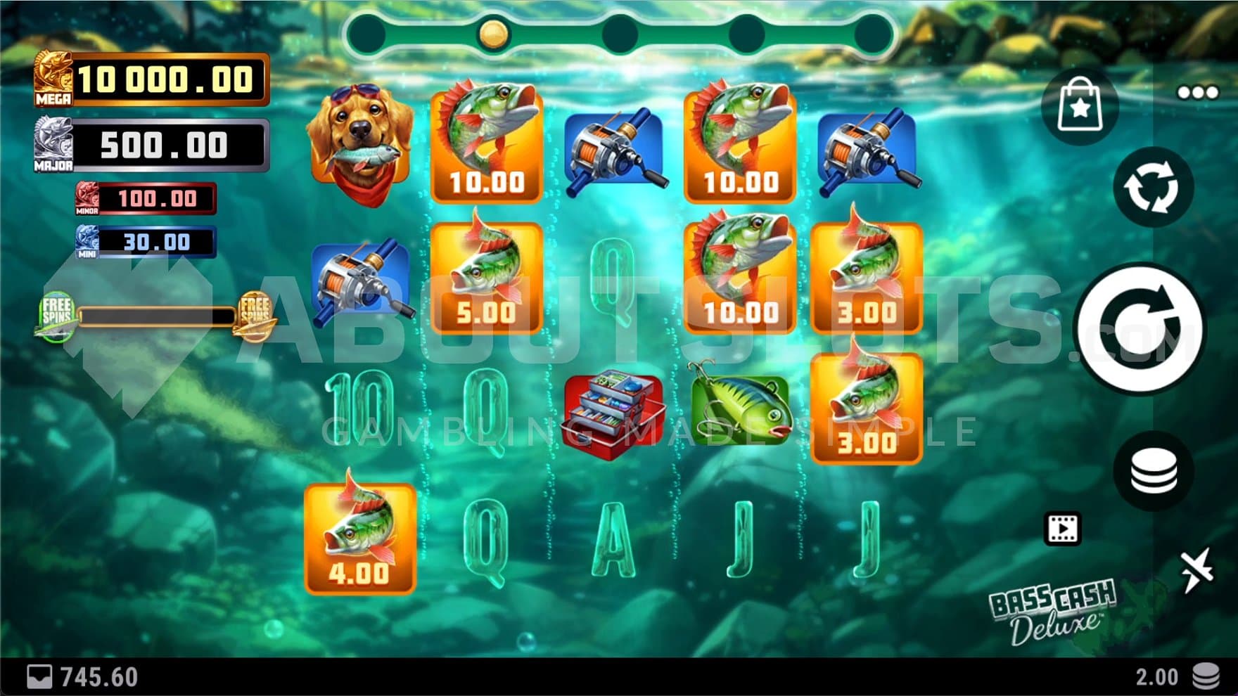 A casino slot in an underwater setting.