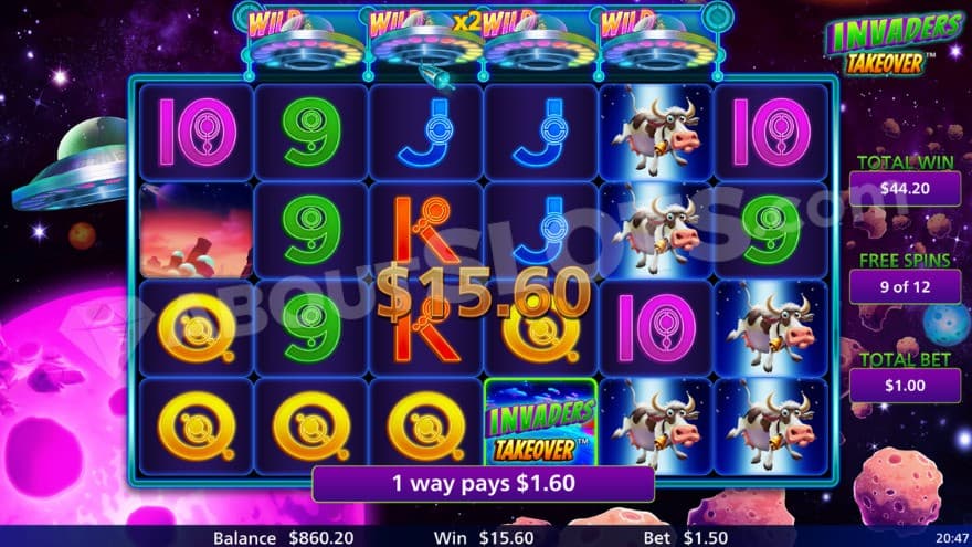 Free Spins where you can see the total win to the right.