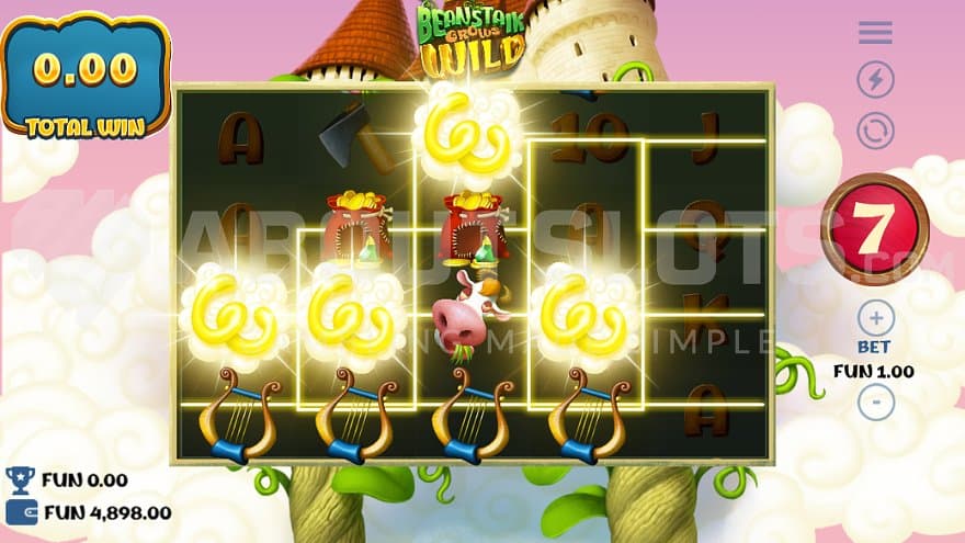 Wild Symbols on reels 1-4 in the Free Spins.