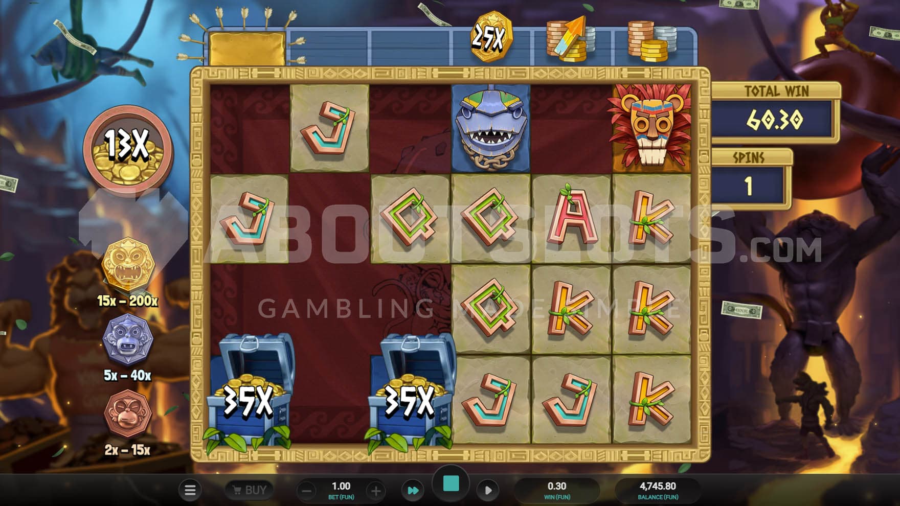 Coin Collection Free Spins in progress, showing two Collector symbols, each with a value of 35x.