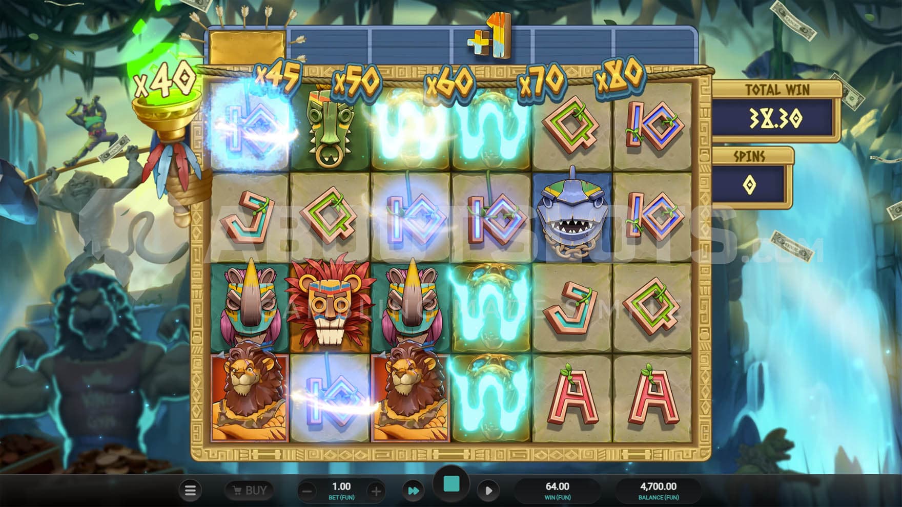 Multiplier Ladder Free Spins in progress, showing the Multiplier Ladder advanced to a value of x40.
