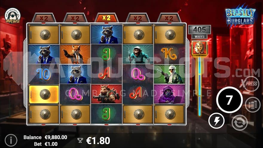 2x multipliers on all reels in the Free Spins.