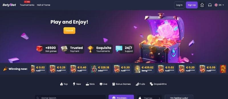 Betybet casino homepage