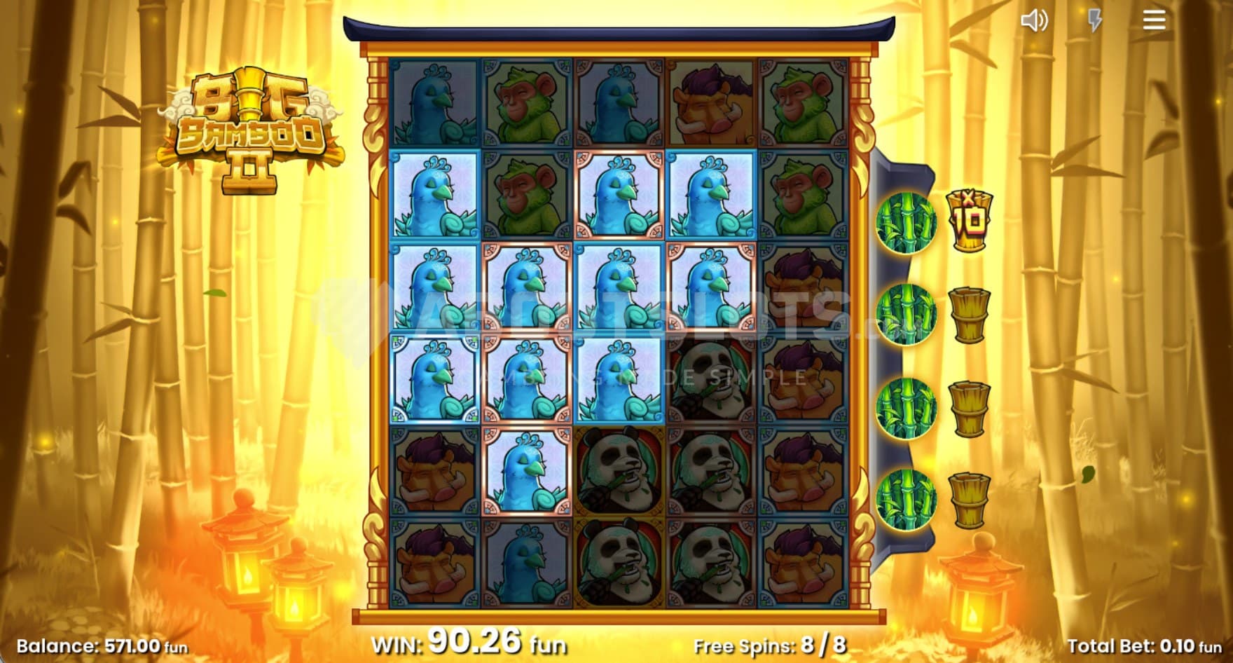 Free Spins Bonus Game being active with all of the low-paying symbols being removed.