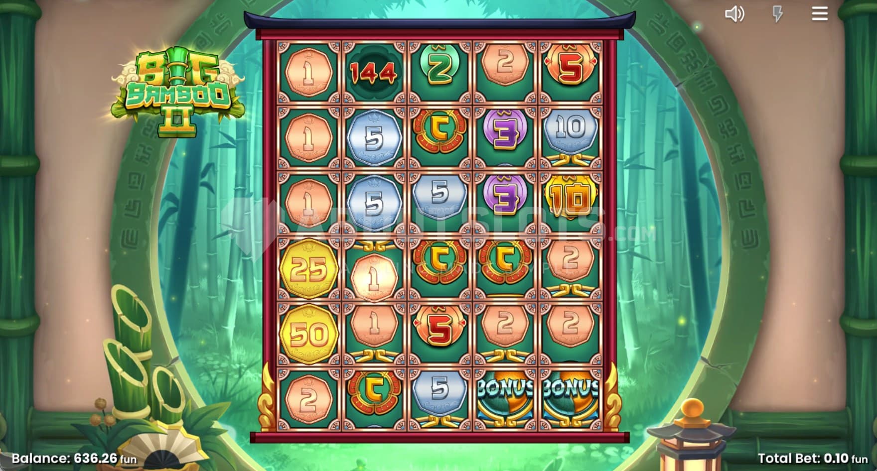 Golden Bamboo Feature being active on all 30 reel positions.