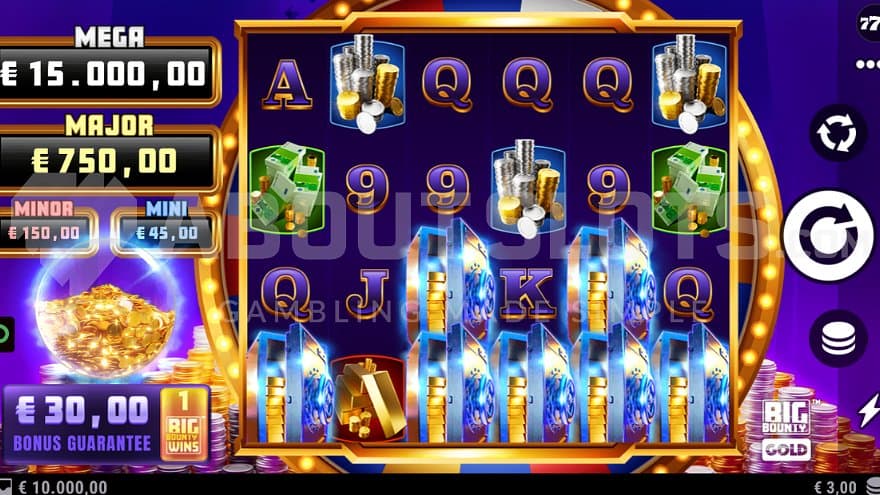 A casino slot with six reels in a bank vault.