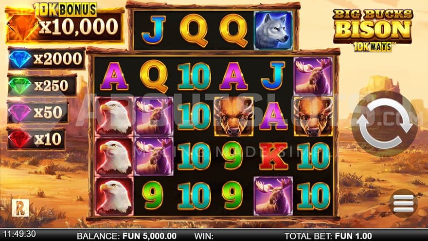 A casino slot in nature with animal symbols.