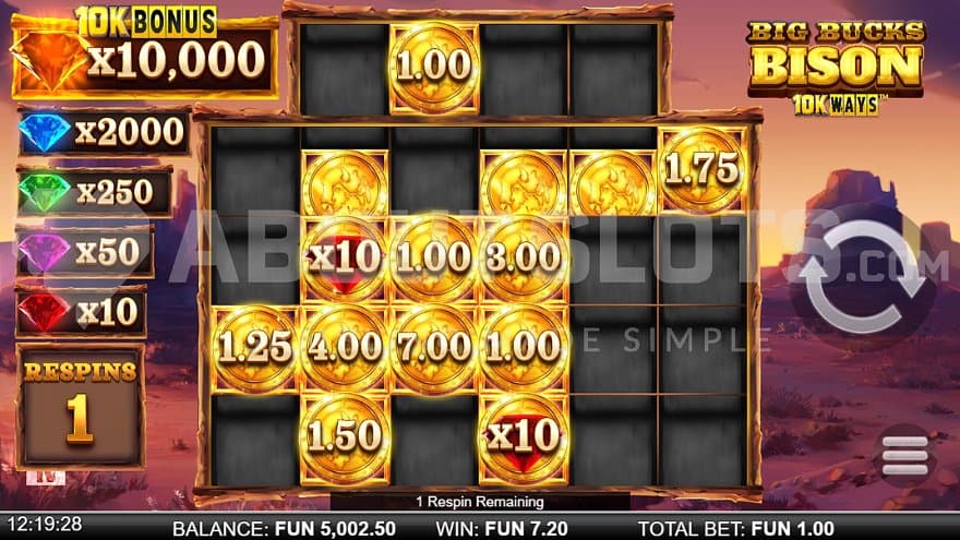 Cold coins on all reels in the bonus game.