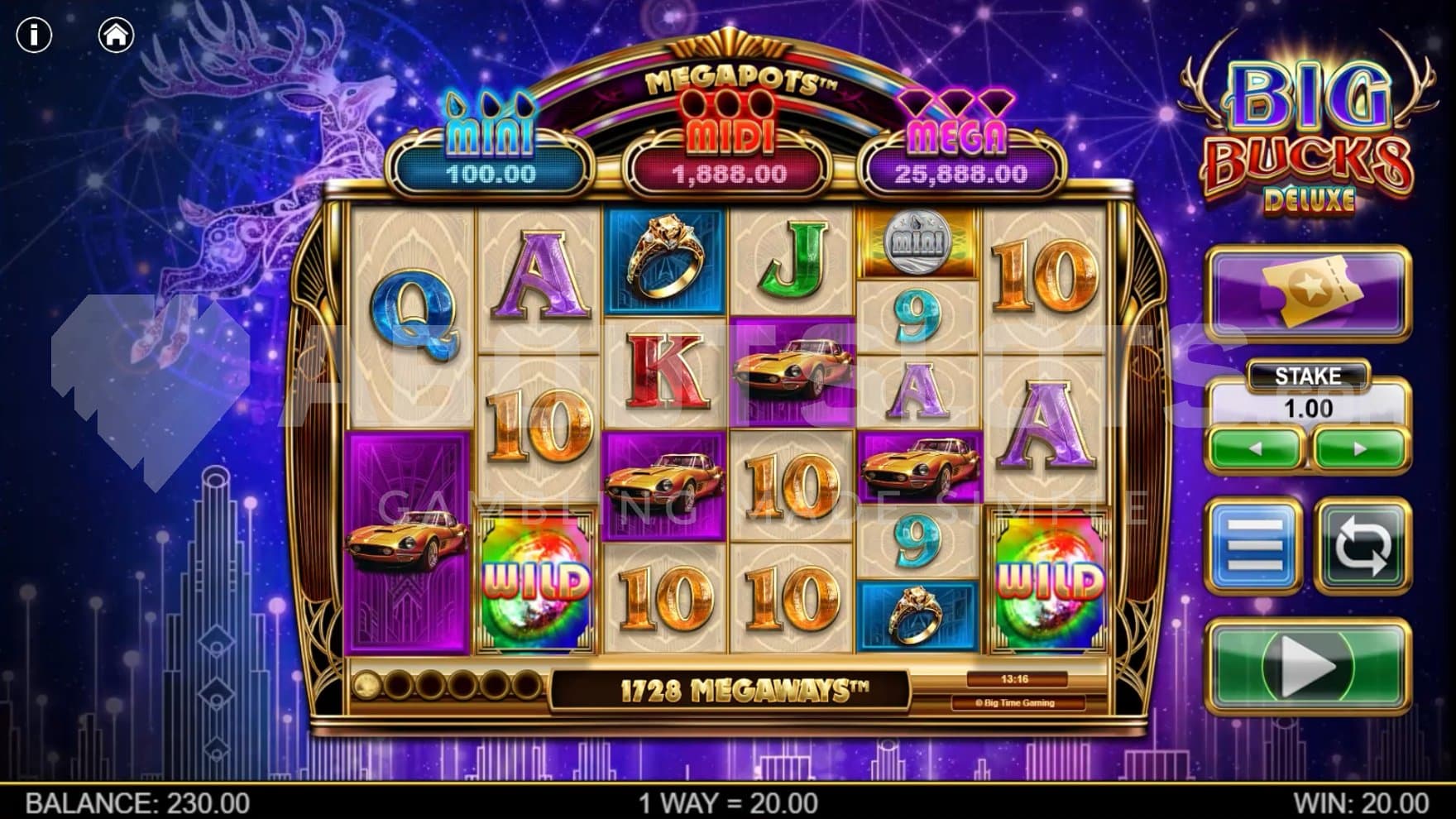 A casino slot with a blue background.