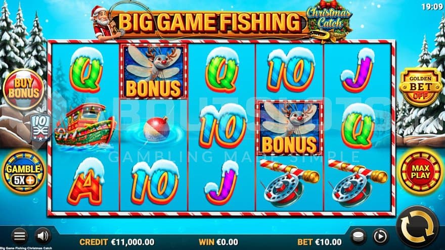 A fishing slot in a snowy landscape.