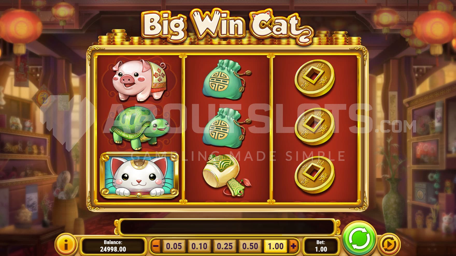 Base Game view of a 4x4 grid on a backdrop of an Asian-styled home interior.