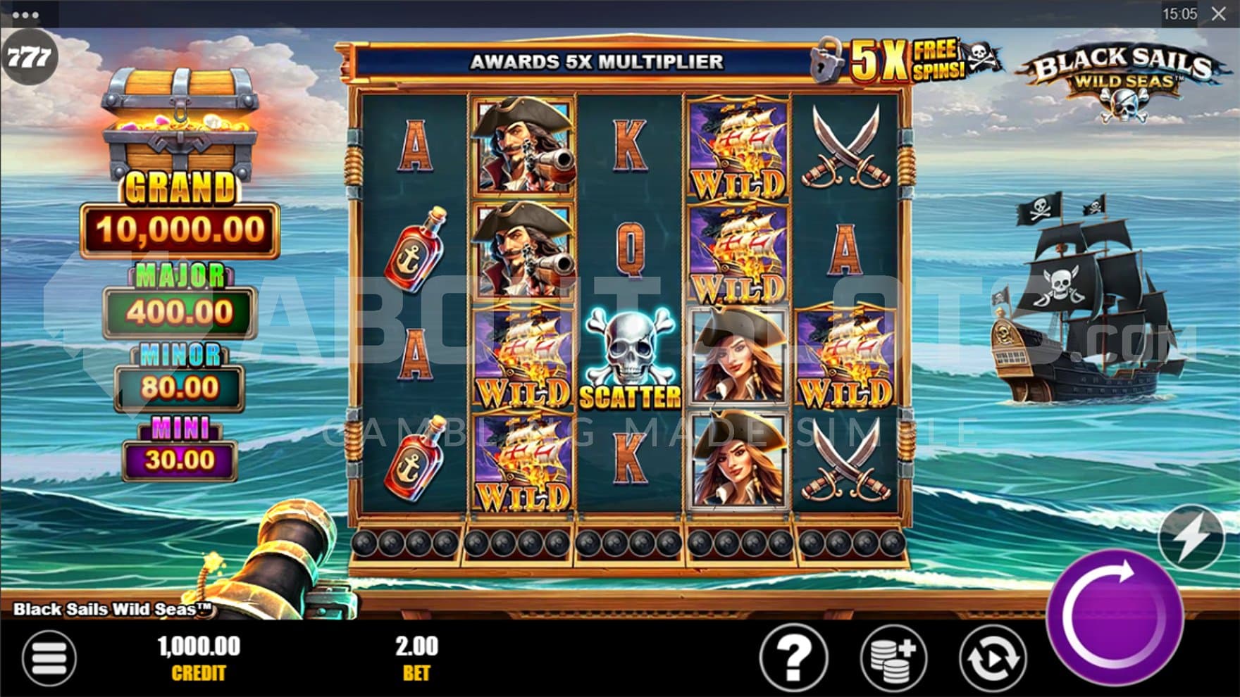 A casino slot with a pirate theme.