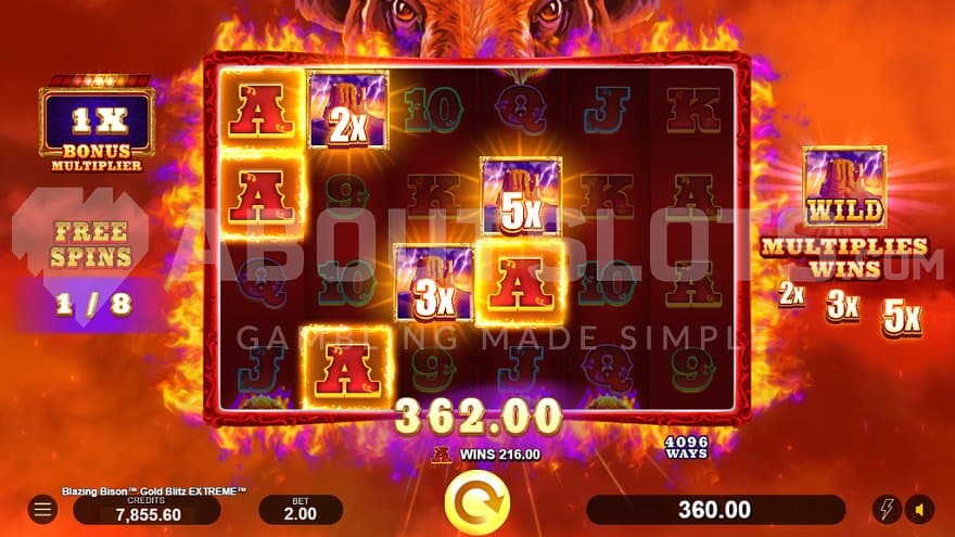 A win of 181X the bet on the first of eight free spins.