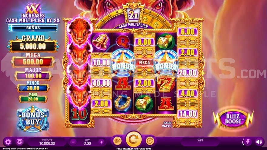A casino slot featuring bison.