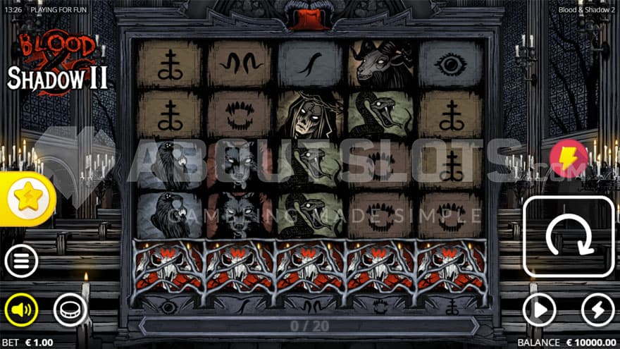 Base game with a lot of candles being lit on the side of the reels.