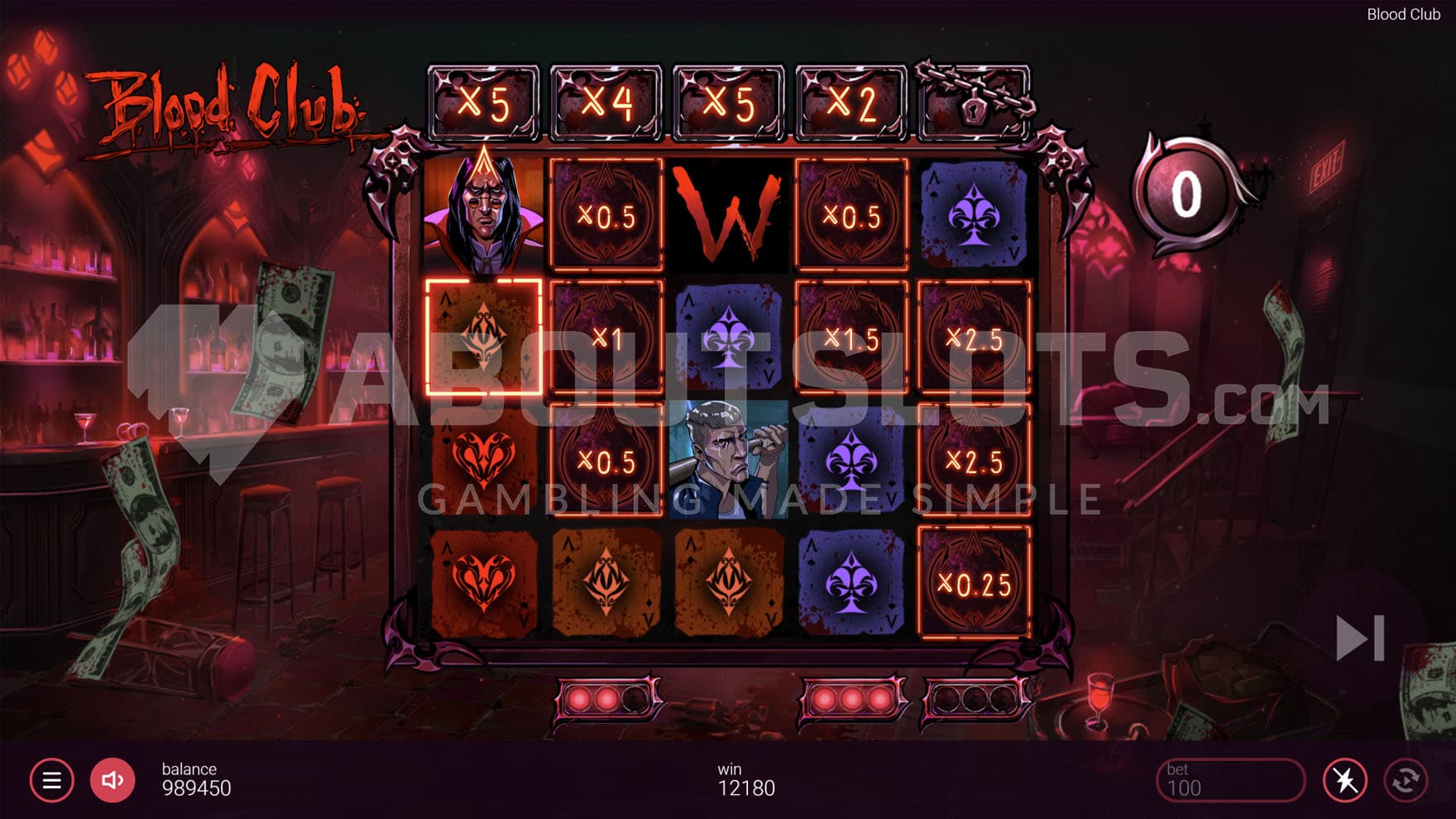 Free Spins bonus in progress with multiple reels with accumulated multipliers and several Coin symbols on the reels.