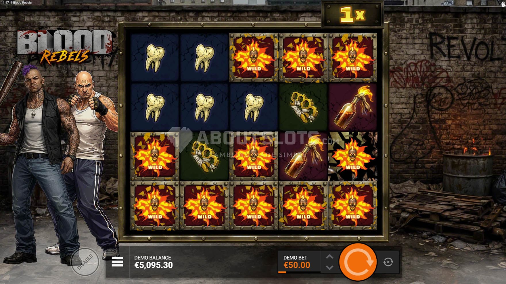 Screenshot of the Max Flip feature triggered in the base game, transforming all low-paying symbols into Wilds.